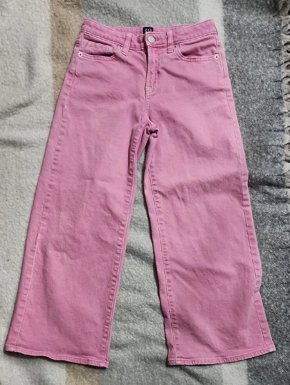 Gap Kids Girls Pink High Rise Stride Wide-Leg Ankle Jeans Sz 10 Tween BarbieCore